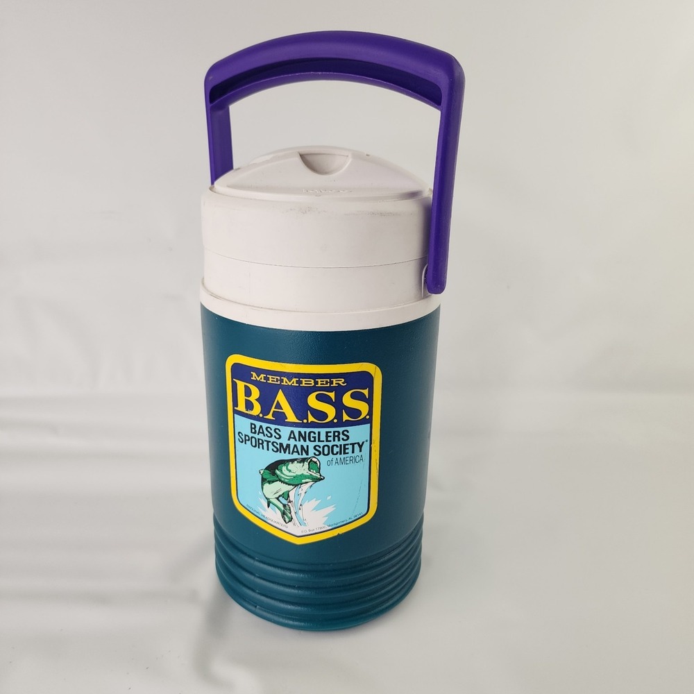 Igloo Legend B.A.S.S 1/2 Half Gallon Water Cooler Jug Teal Purple White USA